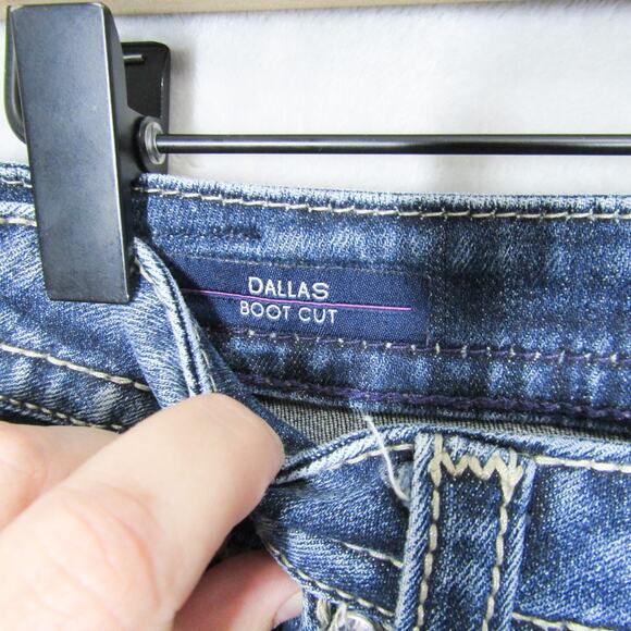 Vigoss Jeans 14 Embellished Dallas Bootcut Rhinestone Pockets Dark Wash Denim - Picture 7 of 12